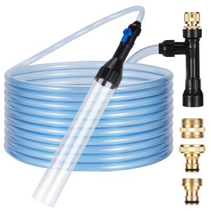 30-Foot Gravel Vacuum for Aquariums – Siphon Water Changer with Three Steel Faucet Adapters and Prolonged Hose