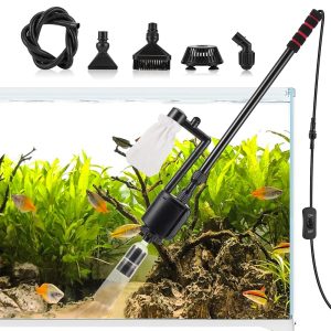 AQQA 6-in-1 Electrical Aquarium Gravel Vacuum Cleaner Set – Effortlessly Take away Dust, Change Water, and Clear Sand with Water Bathe and Circulation (20W, 320GPH)