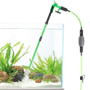 AQQA Aquarium Gravel Vacuum Siphon Cleaner Package for Fish Tanks, Stress Ball Python Water Changer, Adjustable Size, and Securely Mounted, Guide Water Altering Sand Washer (Small)