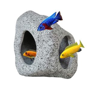 Aquarium Rock Cave Hideout for Aquatic Pets to Breed, Play, and Chill out – Secure, Non-Poisonous Ceramic Decoration for Betta Fish Tanks