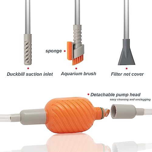 Compact Aquarium Siphon Vacuum and Water Change Package with Cleansing Brush - Superb for Concurrent Water Modifications and Cleansing in Small Fish Tanks. Appropriate for Gravel and Sand Cleansing