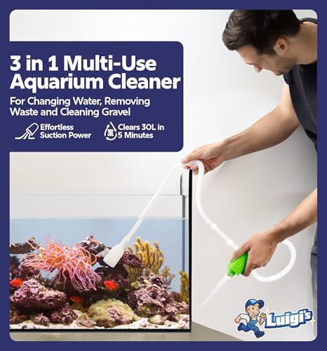 Luigi's Aquarium Gravel Vacuum Cleaner - Handheld Siphon Hose for Fast Water and Sand Adjustments - Important Equipment and Cleansing Instruments for Fish Tanks