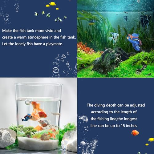 Onesimcr Floating Fish Tank Ornaments, Cute Diver Aquarium Decorations, Floating Equipment for Fish Tanks, Good for All Forms of Aquariums