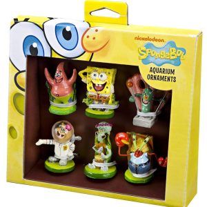 Penn-Plax Formally Licensed Spongebob 6-Piece Mini Aquarium Ornament Set – Excellent for Saltwater and Freshwater Aquariums